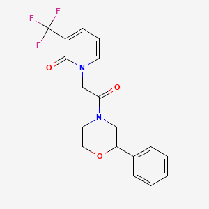 molecular formula C18H17F3N2O3 B5641836 1-[2-oxo-2-(2-phenylmorpholin-4-yl)ethyl]-3-(trifluoromethyl)pyridin-2(1H)-one 