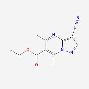 molecular formula C12H12N4O2 B5641845 ethyl 3-cyano-5,7-dimethylpyrazolo[1,5-a]pyrimidine-6-carboxylate 