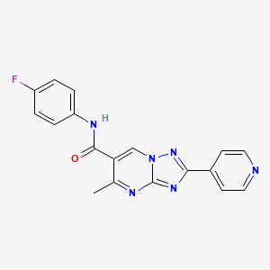 molecular formula C18H13FN6O B5641857 N-(4-fluorophenyl)-5-methyl-2-(4-pyridinyl)[1,2,4]triazolo[1,5-a]pyrimidine-6-carboxamide 
