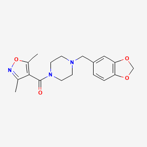 molecular formula C18H21N3O4 B5641864 1-(1,3-benzodioxol-5-ylmethyl)-4-[(3,5-dimethyl-4-isoxazolyl)carbonyl]piperazine 