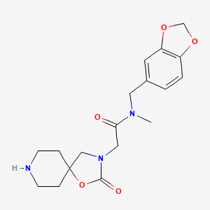molecular formula C18H23N3O5 B5641892 N-(1,3-benzodioxol-5-ylmethyl)-N-methyl-2-(2-oxo-1-oxa-3,8-diazaspiro[4.5]dec-3-yl)acetamide hydrochloride 