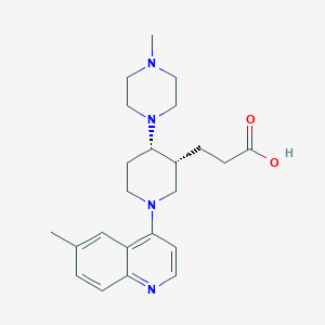 molecular formula C23H32N4O2 B5641916 3-[(3R*,4S*)-4-(4-methylpiperazin-1-yl)-1-(6-methylquinolin-4-yl)piperidin-3-yl]propanoic acid 