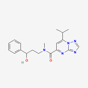 molecular formula C19H23N5O2 B5641939 N-(3-hydroxy-3-phenylpropyl)-7-isopropyl-N-methyl[1,2,4]triazolo[1,5-a]pyrimidine-5-carboxamide 