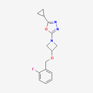 molecular formula C15H16FN3O2 B5641975 2-cyclopropyl-5-{3-[(2-fluorobenzyl)oxy]azetidin-1-yl}-1,3,4-oxadiazole 
