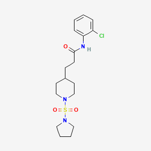 molecular formula C18H26ClN3O3S B5641996 N-(2-chlorophenyl)-3-[1-(pyrrolidin-1-ylsulfonyl)piperidin-4-yl]propanamide 