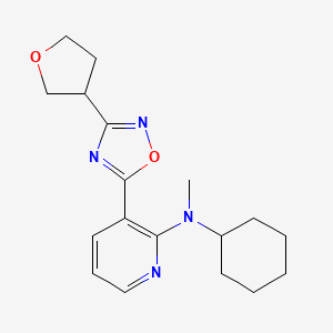 molecular formula C18H24N4O2 B5641998 N-cyclohexyl-N-methyl-3-[3-(tetrahydrofuran-3-yl)-1,2,4-oxadiazol-5-yl]pyridin-2-amine 