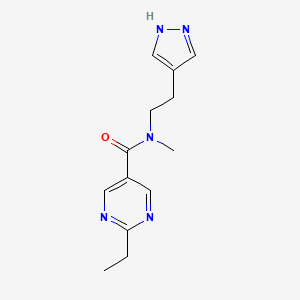 molecular formula C13H17N5O B5642090 2-ethyl-N-methyl-N-[2-(1H-pyrazol-4-yl)ethyl]-5-pyrimidinecarboxamide 