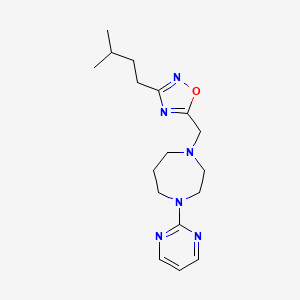 molecular formula C17H26N6O B5642102 1-{[3-(3-methylbutyl)-1,2,4-oxadiazol-5-yl]methyl}-4-(2-pyrimidinyl)-1,4-diazepane 