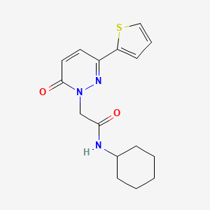 molecular formula C16H19N3O2S B5642153 N-cyclohexyl-2-[6-oxo-3-(2-thienyl)-1(6H)-pyridazinyl]acetamide 