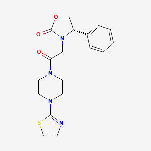 molecular formula C18H20N4O3S B5642160 (4S)-3-{2-oxo-2-[4-(1,3-thiazol-2-yl)piperazin-1-yl]ethyl}-4-phenyl-1,3-oxazolidin-2-one 