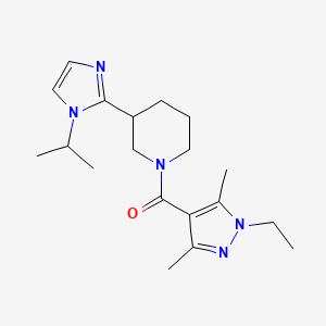 molecular formula C19H29N5O B5642182 1-[(1-ethyl-3,5-dimethyl-1H-pyrazol-4-yl)carbonyl]-3-(1-isopropyl-1H-imidazol-2-yl)piperidine 