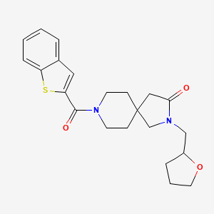 molecular formula C22H26N2O3S B5642184 8-(1-benzothien-2-ylcarbonyl)-2-(tetrahydro-2-furanylmethyl)-2,8-diazaspiro[4.5]decan-3-one 