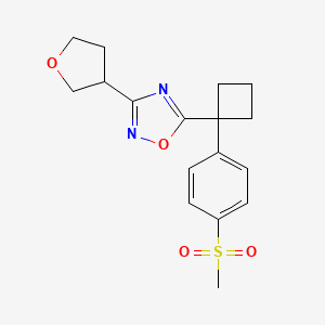 molecular formula C17H20N2O4S B5642213 5-{1-[4-(methylsulfonyl)phenyl]cyclobutyl}-3-(tetrahydrofuran-3-yl)-1,2,4-oxadiazole 