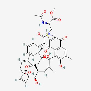 molecular formula C46H56N2O12S B564223 methyl (2R)-2-acetamido-3-[[(7Z,9S,10S,11S,12Z,14S,16Z,20S,21S,22Z,24Z,26Z)-4,10,14,20-tetrahydroxy-3,7,9,11,17,21,27-heptamethyl-6,18,28,32,34-pentaoxo-29-azatricyclo[28.3.1.05,33]tetratriaconta-1(33),2,4,7,12,16,22,24,26,30-decaen-31-yl]sulfanyl]propanoate CAS No. 105225-01-2