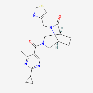 molecular formula C20H23N5O2S B5642267 (1S*,5R*)-3-[(2-cyclopropyl-4-methylpyrimidin-5-yl)carbonyl]-6-(1,3-thiazol-4-ylmethyl)-3,6-diazabicyclo[3.2.2]nonan-7-one 