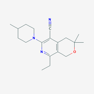 8-ETHYL-3,3-DIMETHYL-6-(4-METHYLPIPERIDIN-1-YL)-1H,3H,4H-PYRANO[3,4-C]PYRIDINE-5-CARBONITRILE