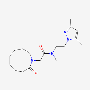 molecular formula C18H30N4O2 B5642365 N-[2-(3,5-dimethyl-1H-pyrazol-1-yl)ethyl]-N-methyl-2-(2-oxoazonan-1-yl)acetamide 