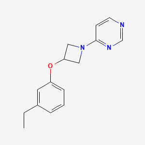 molecular formula C15H17N3O B5642399 4-[3-(3-ethylphenoxy)azetidin-1-yl]pyrimidine 