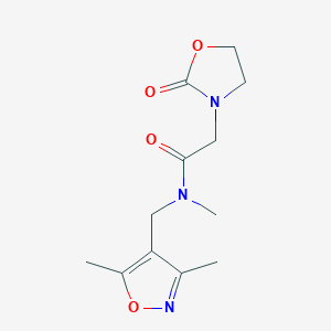 molecular formula C12H17N3O4 B5642406 N-[(3,5-dimethylisoxazol-4-yl)methyl]-N-methyl-2-(2-oxo-1,3-oxazolidin-3-yl)acetamide 