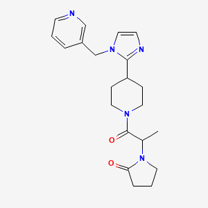 molecular formula C21H27N5O2 B5642430 1-(1-methyl-2-oxo-2-{4-[1-(pyridin-3-ylmethyl)-1H-imidazol-2-yl]piperidin-1-yl}ethyl)pyrrolidin-2-one 