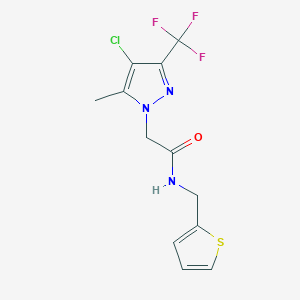 2-[4-chloro-5-methyl-3-(trifluoromethyl)-1H-pyrazol-1-yl]-N-(2-thienylmethyl)acetamide