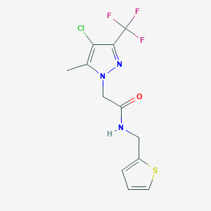 molecular formula C12H11ClF3N3OS B5642433 2-[4-chloro-5-methyl-3-(trifluoromethyl)-1H-pyrazol-1-yl]-N-(2-thienylmethyl)acetamide 