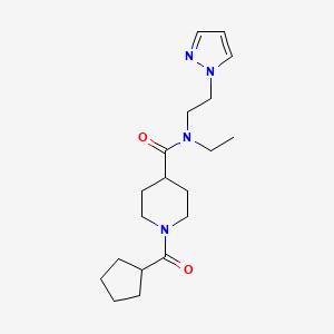 molecular formula C19H30N4O2 B5642437 1-(cyclopentylcarbonyl)-N-ethyl-N-[2-(1H-pyrazol-1-yl)ethyl]-4-piperidinecarboxamide 