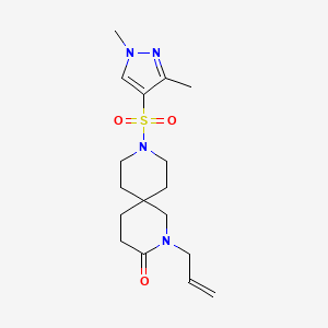 molecular formula C17H26N4O3S B5642493 2-allyl-9-[(1,3-dimethyl-1H-pyrazol-4-yl)sulfonyl]-2,9-diazaspiro[5.5]undecan-3-one 