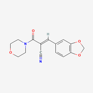 molecular formula C15H14N2O4 B5642569 3-(1,3-benzodioxol-5-yl)-2-(4-morpholinylcarbonyl)acrylonitrile 