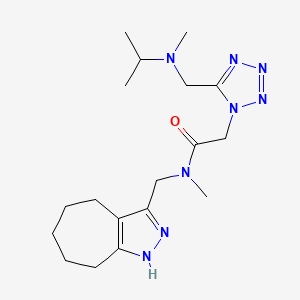 molecular formula C18H30N8O B5642576 N-(1,4,5,6,7,8-hexahydrocyclohepta[c]pyrazol-3-ylmethyl)-2-(5-{[isopropyl(methyl)amino]methyl}-1H-tetrazol-1-yl)-N-methylacetamide 