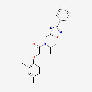 molecular formula C22H25N3O3 B5642584 2-(2,4-dimethylphenoxy)-N-isopropyl-N-[(3-phenyl-1,2,4-oxadiazol-5-yl)methyl]acetamide 