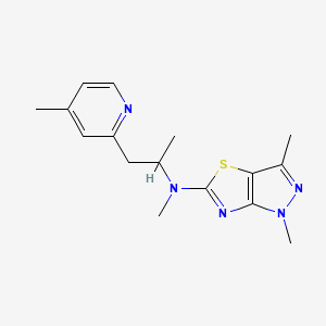 molecular formula C16H21N5S B5642597 N,1,3-trimethyl-N-[1-methyl-2-(4-methylpyridin-2-yl)ethyl]-1H-pyrazolo[3,4-d][1,3]thiazol-5-amine 