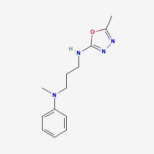 molecular formula C13H18N4O B5642616 N-methyl-N'-(5-methyl-1,3,4-oxadiazol-2-yl)-N-phenylpropane-1,3-diamine 