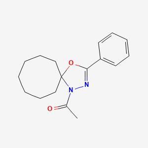 molecular formula C17H22N2O2 B5642670 1-(3-Phenyl-4-oxa-1,2-diazaspiro[4.7]dodec-2-en-1-yl)ethanone 