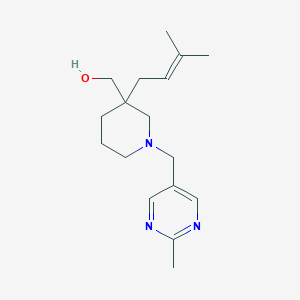 molecular formula C17H27N3O B5642677 {3-(3-methyl-2-buten-1-yl)-1-[(2-methyl-5-pyrimidinyl)methyl]-3-piperidinyl}methanol 