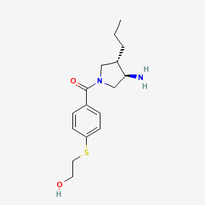 molecular formula C16H24N2O2S B5642702 2-[(4-{[(3R*,4S*)-3-amino-4-propylpyrrolidin-1-yl]carbonyl}phenyl)thio]ethanol 
