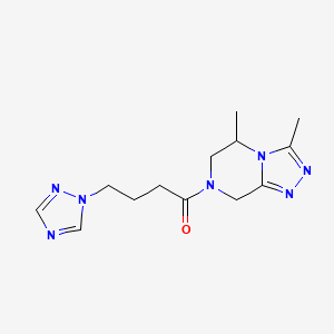 molecular formula C13H19N7O B5642743 3,5-dimethyl-7-[4-(1H-1,2,4-triazol-1-yl)butanoyl]-5,6,7,8-tetrahydro[1,2,4]triazolo[4,3-a]pyrazine 