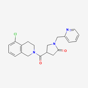 molecular formula C20H20ClN3O2 B5642781 4-[(5-chloro-3,4-dihydro-2(1H)-isoquinolinyl)carbonyl]-1-(2-pyridinylmethyl)-2-pyrrolidinone 