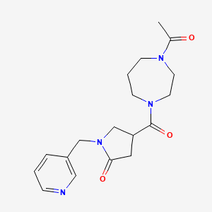 molecular formula C18H24N4O3 B5642825 4-[(4-acetyl-1,4-diazepan-1-yl)carbonyl]-1-(3-pyridinylmethyl)-2-pyrrolidinone 