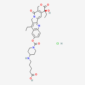 molecular formula C33H39ClN4O8 B564291 7-Ethyl-10-(4-N-aminopentanoic acid)-1-piperidino)carbonyloxycamptothecin Hydrochloride CAS No. 181629-47-0