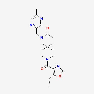 molecular formula C21H27N5O3 B5642990 9-[(5-ethyl-1,3-oxazol-4-yl)carbonyl]-2-[(5-methylpyrazin-2-yl)methyl]-2,9-diazaspiro[5.5]undecan-3-one 