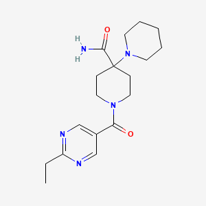 molecular formula C18H27N5O2 B5643034 1'-[(2-ethyl-5-pyrimidinyl)carbonyl]-1,4'-bipiperidine-4'-carboxamide 