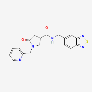 molecular formula C18H17N5O2S B5643078 N-(2,1,3-benzothiadiazol-5-ylmethyl)-5-oxo-1-(2-pyridinylmethyl)-3-pyrrolidinecarboxamide 