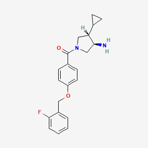 molecular formula C21H23FN2O2 B5643122 (3R*,4S*)-4-cyclopropyl-1-{4-[(2-fluorobenzyl)oxy]benzoyl}pyrrolidin-3-amine 