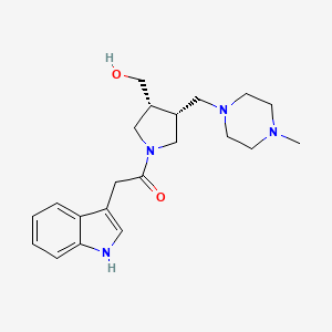 molecular formula C21H30N4O2 B5643161 {(3R*,4R*)-1-(1H-indol-3-ylacetyl)-4-[(4-methylpiperazin-1-yl)methyl]pyrrolidin-3-yl}methanol 