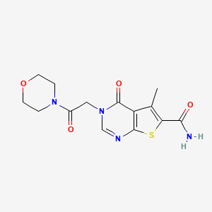 molecular formula C14H16N4O4S B5643197 5-methyl-3-[2-(4-morpholinyl)-2-oxoethyl]-4-oxo-3,4-dihydrothieno[2,3-d]pyrimidine-6-carboxamide 