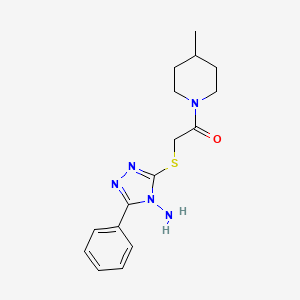molecular formula C16H21N5OS B5643218 3-{[2-(4-methyl-1-piperidinyl)-2-oxoethyl]thio}-5-phenyl-4H-1,2,4-triazol-4-amine 