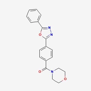 molecular formula C19H17N3O3 B5643232 4-[4-(5-phenyl-1,3,4-oxadiazol-2-yl)benzoyl]morpholine 