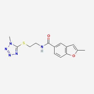 molecular formula C14H15N5O2S B5643250 2-methyl-N-{2-[(1-methyl-1H-tetrazol-5-yl)thio]ethyl}-1-benzofuran-5-carboxamide 