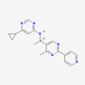molecular formula C19H20N6 B5643265 6-cyclopropyl-N-[1-(4-methyl-2-pyridin-4-ylpyrimidin-5-yl)ethyl]pyrimidin-4-amine 